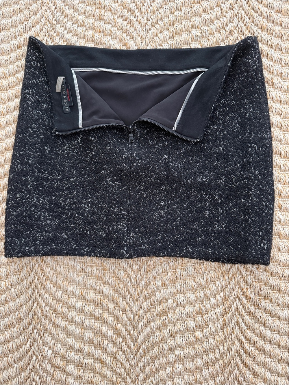 Alice + Olivia Charcoal Bouclé Mini Skirt